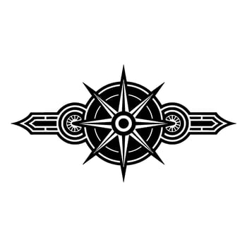 Elegant Black Compass Rose on White Background vector