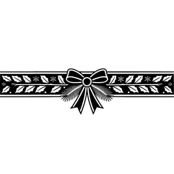 Elegant Christmas Banner with Black Bow, Holly Snowflakes vector