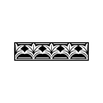 Black and White Ornamental Border, Geometric Foliage vector
