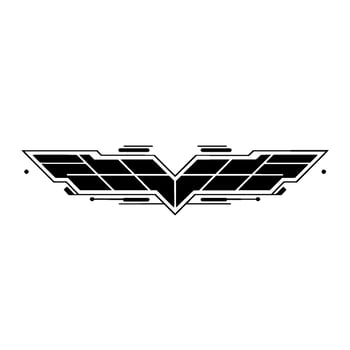 Futuristic Tech Emblem Winged on White, Geometric, Minimalist vector