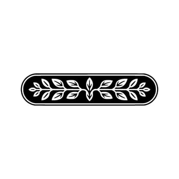 Minimalist Leaf Ornament in Black and White, Elegant Element vector