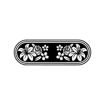 Elegant Floral Border Black and White , Isolated on White. vector