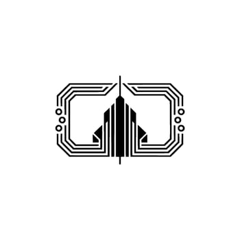 Minimalist Geometric Abstract Spacecraft Emblem vector