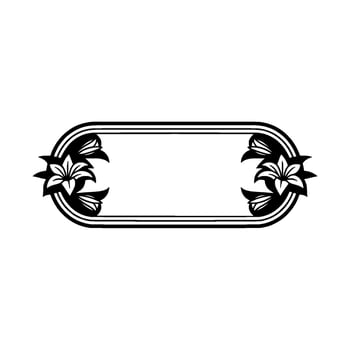 Elegant Floral Frame with Lilies, Black and White vector