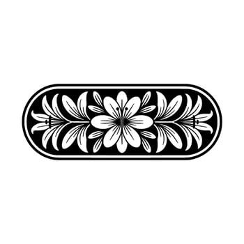 Elegant Floral Oval in Black and White, Decorative Element vector