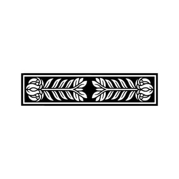 Floral Border Ornament, Black and White. vector