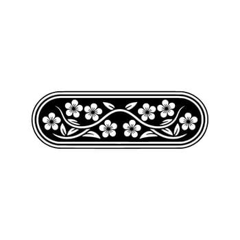 Elegant Floral Border Black and White, Decorative Element. vector