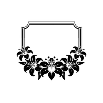Elegant Black Lily Frame on Soft White Background vector