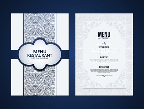 Geometric Pattern Restaurant Menu Template Design for Food and Drink vector
