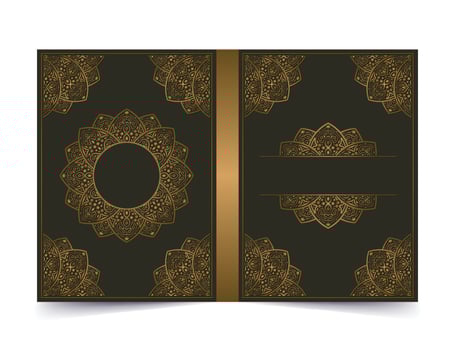 Luxury gold ornamental art book cover design. vector