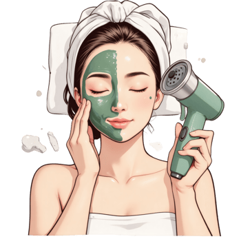 Skincare Cartoon Scene With Steamer png