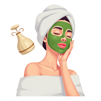 Steaming Face With Clay Mask Concept png