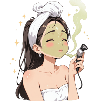 Cartoon Beauty Moment With Green Mask png