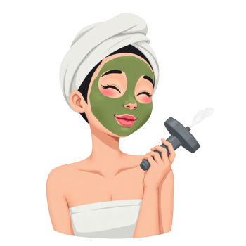 Woman Spa Day With Facial Steamer png