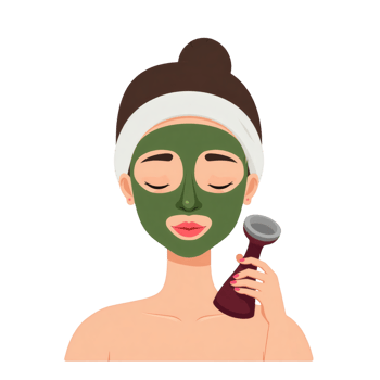 Skincare Routine With Green Mask png