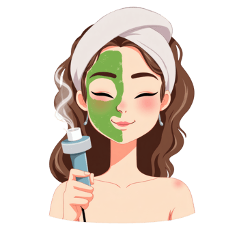 Calm Woman With Facial Mask and Steamer png
