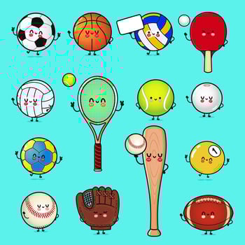 Illustration of cute sports balls vector
