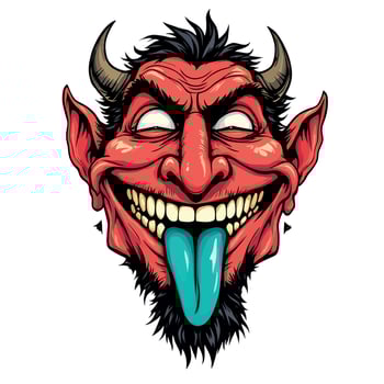 Illustration Of Red Devil With Open Mouth Ready For Sticker Design vector