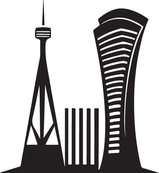 Silhouette of Modern Cityscape with Tower and Skyscraper vector