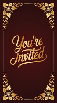 Gold hibiscus floral frame youre invited invitation vector