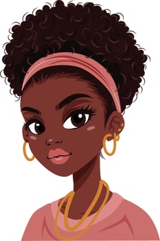 Young girl with curly hair illustration vector