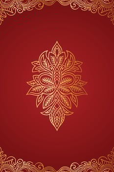 Red and gold ornate floral design background vector