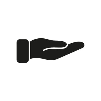 Open Hand Solid Icon. Support, Offering, And Help Gesture Silhouette Symbol. Assistance And Generosity Representation. Isolated Illustration vector