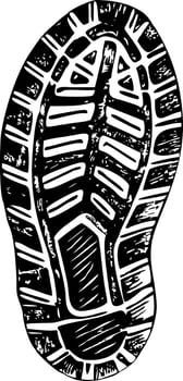 A vintage style illustration showing a boot imprint vector