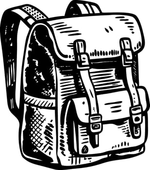 A vintage style illustration showing backpack vector