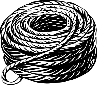 A vintage style illustration depicting rope coil vector