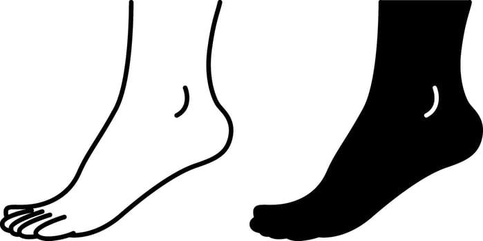 Foot Icons. Black and White Illustration. Medical. Human Lower Leg, Toes. Concept Anatomy vector