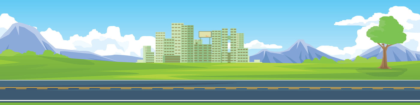 Scenic landscape with city and mountains vector