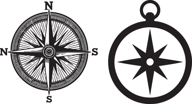 Compass Rose and Navigation Icon Set vector