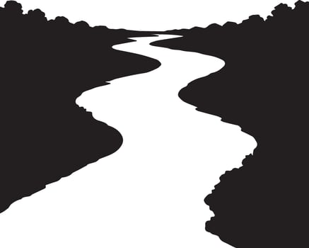 River Landscape Silhouette Illustration vector