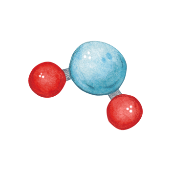 Chemical model of water molecule. Watercolor illustration hand drawn cartoon. Drawing for textile, for paper, cards and invitations. science, school, laboratory, research, biology, chemistry png