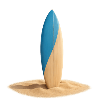 Simple Surfboard Standing Alone on Sand Beach Background png