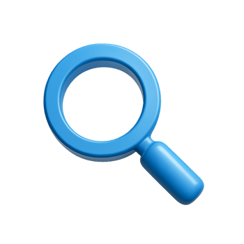 Blue 3D Magnifying Glass Icon for Search and Exploration png