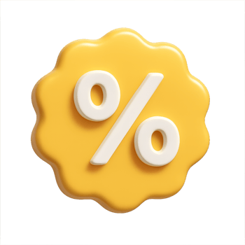 Bright Yellow Discount Symbol with 3D Effect for Promotions png