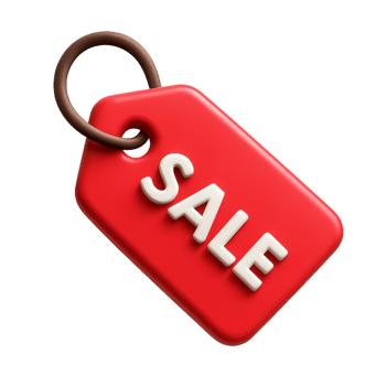 3D Red Sale Tag with Simple Design for Promotional Use png