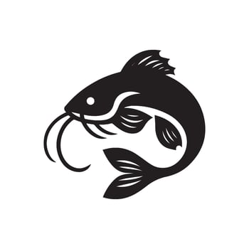 Catfish animal silhouette . Catfish black icon vector