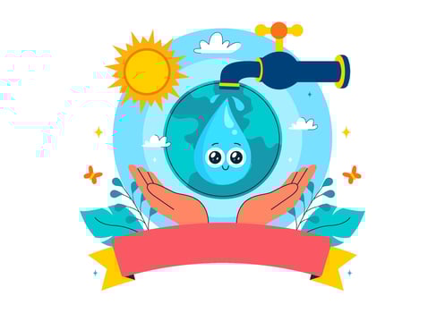 Planet Earth and Droplets for World Water Monitoring Day on September 18 in Flat Style vector