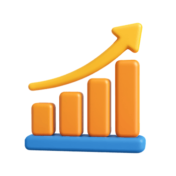 Simple 3D Growth Chart Icon for Visual Data Representation png