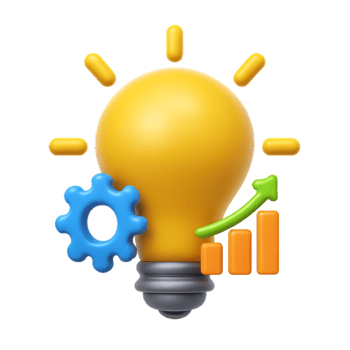 Creative 3D Light Bulb Business Idea Concept with Growth Elements png