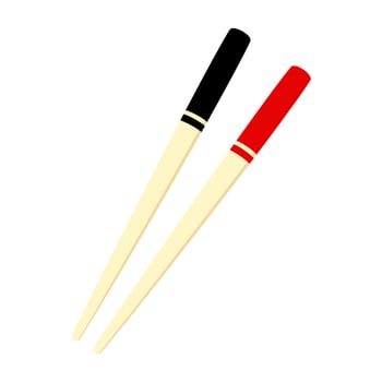 Wooden chopsticks on white background. vector