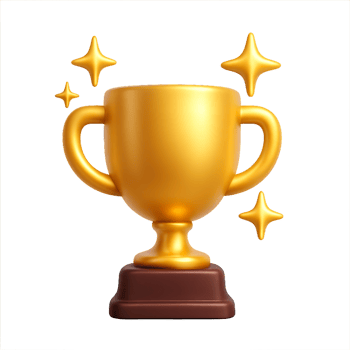 Golden Trophy Icon with Sparkles for Celebration and Achievement png