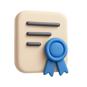 3D Simple Certificate Icon with Ribbon and Document Elements png