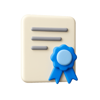 3D Simple Certificate Icon with Ribbon and Text Elements png
