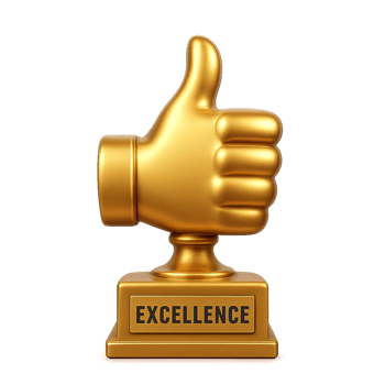 Gold Trophy Icon with Thumbs Up Gesture for Excellence Award png