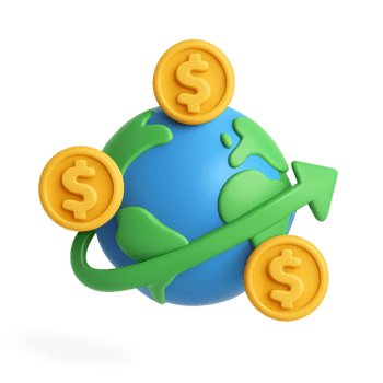 Global Investment Icon with Earth and Currency Symbols Illustration png