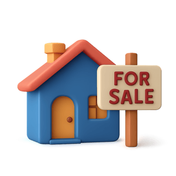 Colorful Toy House with For Sale Sign in Modern Style png